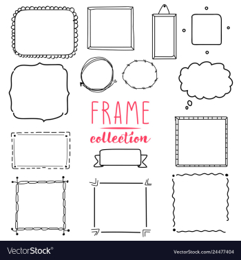 hand drawn frame set wreath collection