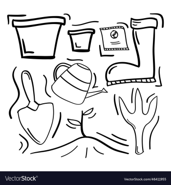 hand drawn gardening related icons