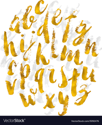 hand drawn gold watercolor alphabet made