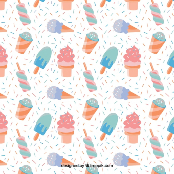Hand drawn ice-creams pattern in pastel colors