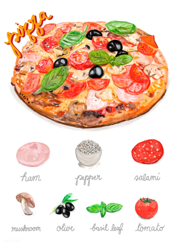 Hand drawn italian pizza watercolor style | Free stock vector - 393079 Hand drawn italian pizza watercolor style | Free stock vector - 393079