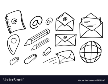 hand drawn mail and email icon hand drawn mail and email icon