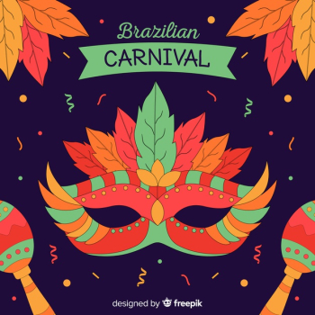Hand drawn mask brazilian carnival background Hand drawn mask brazilian carnival background