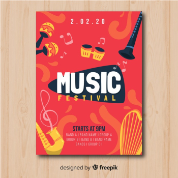 Hand drawn music festival poster Free Vector