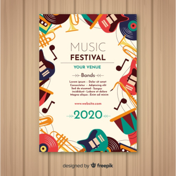 Hand drawn music festival poster template