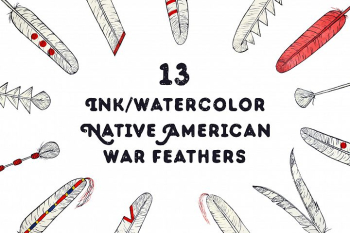 Hand drawn Native American feathers Hand drawn Native American feathers