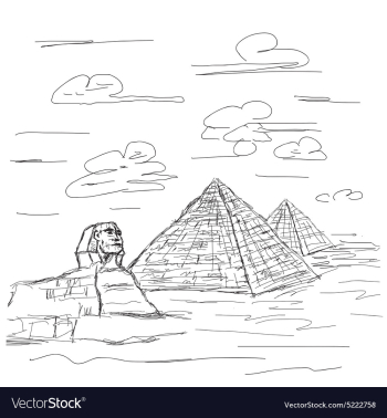 Hand drawn of famous tourist destination sphinx vector image Hand drawn of famous tourist destination sphinx vector image