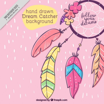 Hand drawn ornamental background with dream catcher