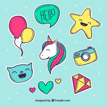 Hand drawn pack of funny stickers Hand drawn pack of funny stickers