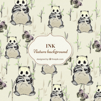 Hand drawn pandas background Hand drawn pandas background