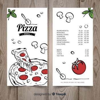 Hand drawn pizza restaurant menu template Hand drawn pizza restaurant menu template