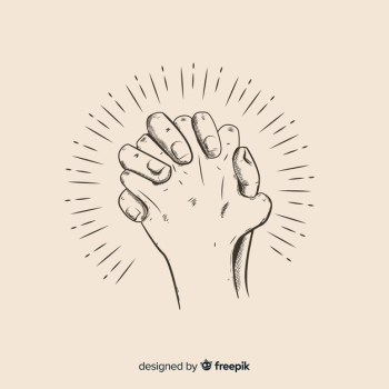 Hand drawn praying hands illustration Hand drawn praying hands illustration