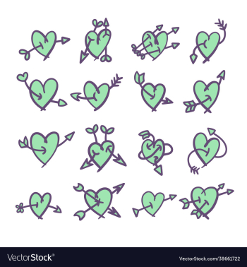 hand drawn purple and green hearts hand drawn purple and green hearts