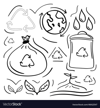 hand drawn recycle eco friendly icons hand drawn recycle eco friendly icons