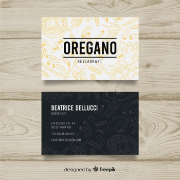 Hand drawn restaurant business card Free Vector