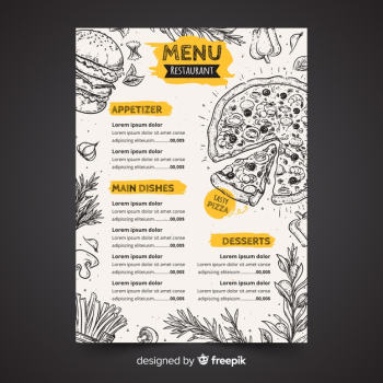 Hand drawn restaurant menu template Free Vector Hand drawn restaurant menu template Free Vector