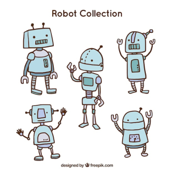 Hand drawn robot character collection Hand drawn robot character collection