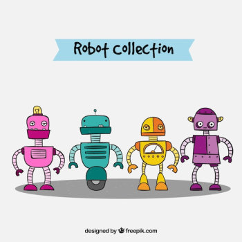 Hand drawn robot character collection Hand drawn robot character collection