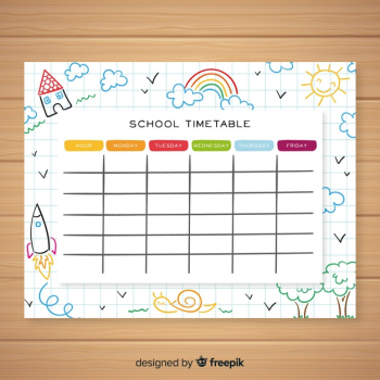 Hand drawn school timetable template Free Vector