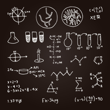 Hand drawn scientific formulas on chalkboard Free Vector Hand drawn scientific formulas on chalkboard Free Vector