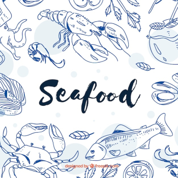 Hand drawn seafood background