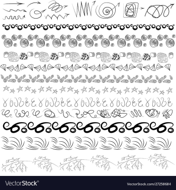 Hand drawn set line frames vector image Hand drawn set line frames vector image