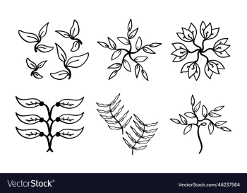 hand drawn set of leaf icons