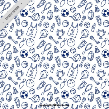 Hand drawn sport accessories pattern Hand drawn sport accessories pattern