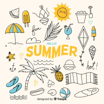 Hand drawn summer element collection Free Vector Hand drawn summer element collection Free Vector