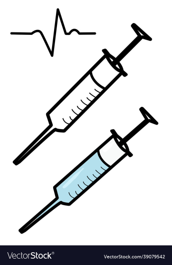 hand drawn syringe with a heartbeat isolated hand drawn syringe with a heartbeat isolated