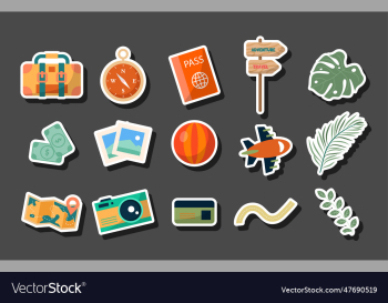 hand drawn travel agency sticker set