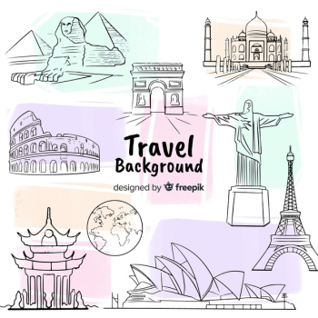 Hand drawn travel background