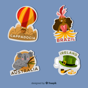 Hand drawn travel sticker collection Hand drawn travel sticker collection
