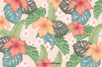 Hand drawn tropical flowers background Free Vector Hand drawn tropical flowers background Free Vector