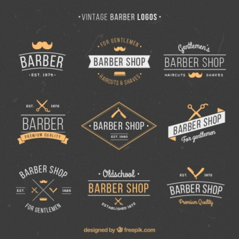 Hand drawn vintage barber logos Hand drawn vintage barber logos