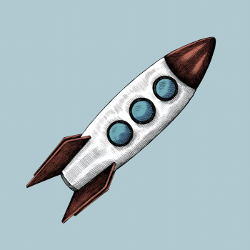 Hand drawn vintage rocket illustration Hand drawn vintage rocket illustration