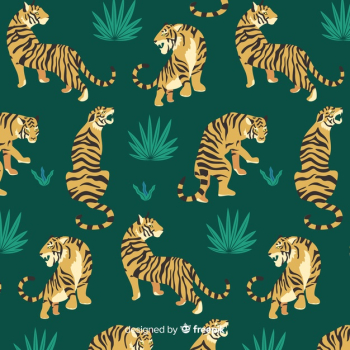 Hand drawn vintage tiger pattern Free Vector Hand drawn vintage tiger pattern Free Vector