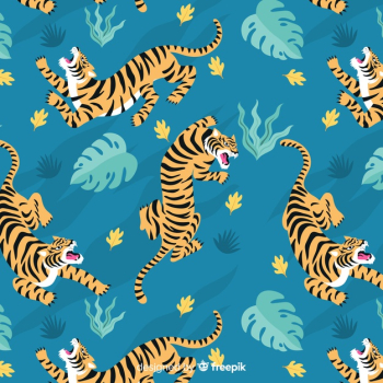 Hand drawn vintage tiger pattern Free Vector Hand drawn vintage tiger pattern Free Vector