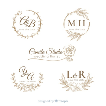 Hand drawn wedding logo collectio Hand drawn wedding logo collectio