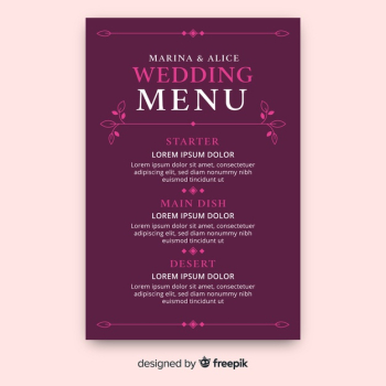 Hand drawn wedding menu template Free Vector Hand drawn wedding menu template Free Vector