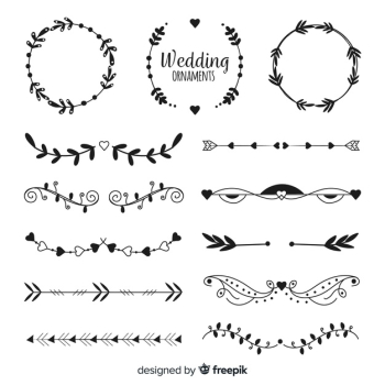 Hand drawn wedding ornament collectio Free Vector