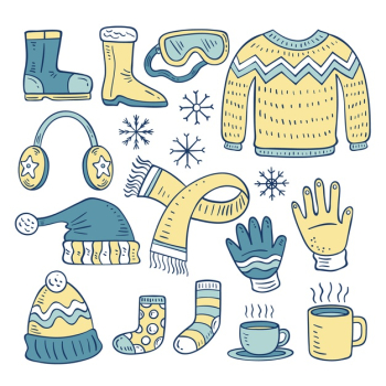 Hand drawn winter clothes & essentials set Free Vector Hand drawn winter clothes & essentials set Free Vector