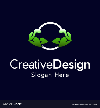 Hand fit muscular leaf naturally logo vector image Hand fit muscular leaf naturally logo vector image
