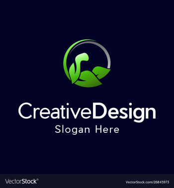 Hand fit muscular leaf naturally logo vector image Hand fit muscular leaf naturally logo vector image