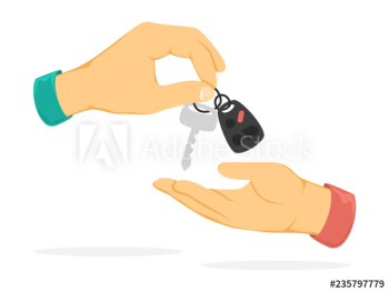 Hand giving car key Hand giving car key
