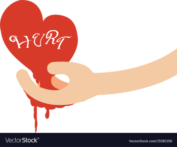 Hand giving heart of hurtbroken heart concept vector image