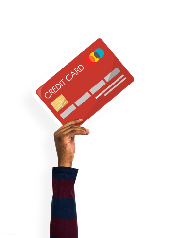Hand holding a credit card cardboard prop | Free stock psd mockup - 526221