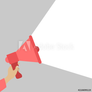 Hand holding megaphone Hand holding megaphone