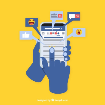 Hand holding phone with facebook notifications