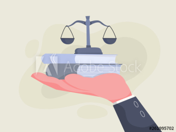 Hand holding scales and books Hand holding scales and books